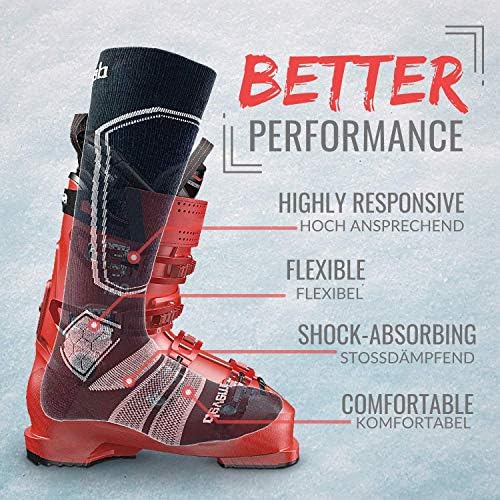 Дембр мерино волна скијачки чорапи за мажи, сноубординг чорапи со високи перформанси 5-12, совршен за зимски спортови