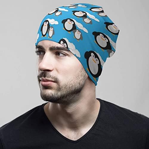 Baikutouan Среќен пингвин печати бени капи за мажи жени со дизајни череп капа