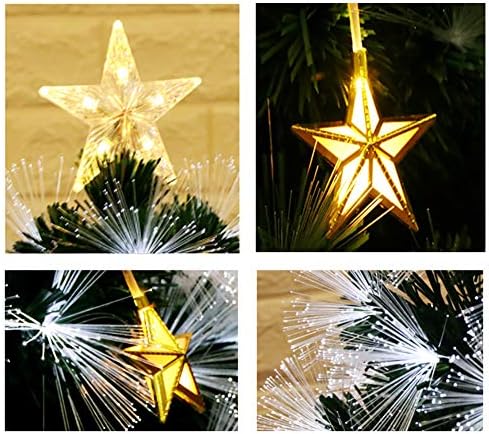 6ft вештачко новогодишно дрво, премиум смрека со шарки со дрвја w/LED светла и преклоплив метален штанд, еколошки ПВЦ пламен ретаррант-зелен