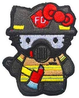 Здраво Кити пожарникар Fireman Fireman извезена декоративна лепенка