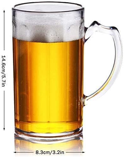 Aiddkk 500ml Пластични Чаши За Пиво Со Рачки, Проѕирна Кригла За Пиво Со Рачка за Пиење На Отворено И Пиво Од Корен, Издржливи И Отпорни