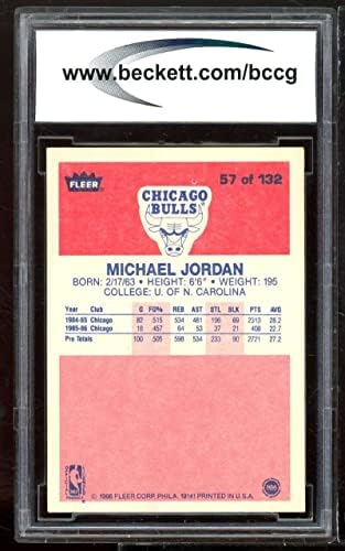 1986-87 Флеер 57 Мајкл Jordanордан дебитант картичка BCCG 8 Одлично+