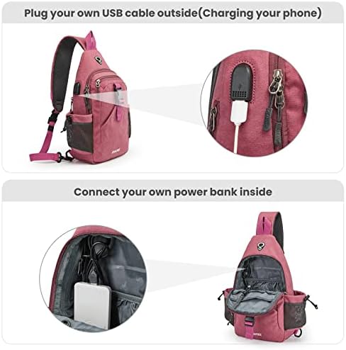 G4Free Canvas Sling Tagn Crossbody ранец со USB порта за полнење и блокирање на РФИД, пешачење за градите на градите за жени за жени