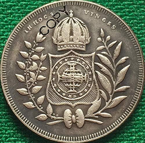 1835 Бразил 100 Реис Монети Копија За Домашна Соба Канцеларија Декор