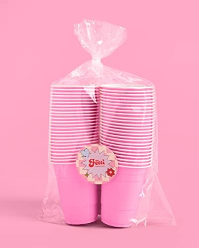 xo, Fetti Партија Украси Розова Пластични Чаши-50 Мат Еднократна употреба 16 мл Чаши | Bachelorette Партија, Роденден, Партија Услуги, Бебе Туш