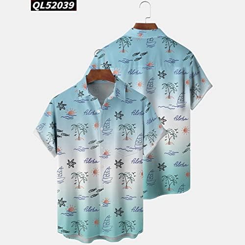 2023 година Нова кошула со кратки ракави со кратки ракави Машки летен стил на плажа опуштена обична мрзлива кошула активен долг ракав