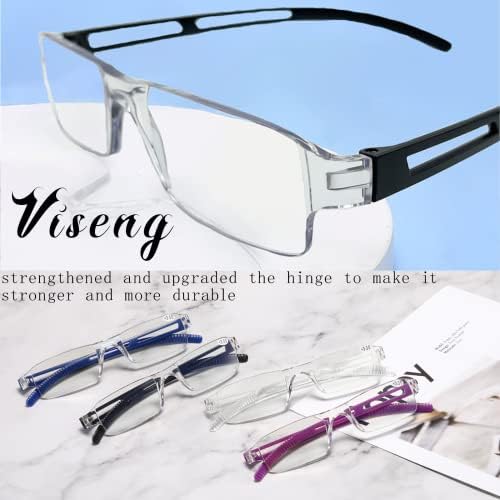 Viseng 3 пара очила за читање, очила за блокирање на сина светлина, чаши за читање компјутер за мажи и жени, модерна правоаголна рамка за едно парче очила+2.0