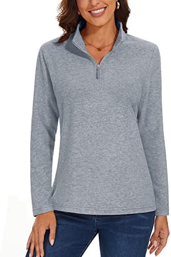Magcomsen omensенски четвртина поштенски пуловер со долги ракави руно кошули џемпери јога атлетски врв