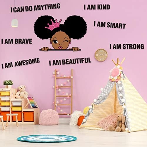 Црна девојка wallидна декларација позитивна велејќи дека афроамерикански деца инспиративни цитат црна девојка магија розова круна wallидови