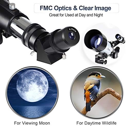 Телескопи desoo За Возрасни Деца-Пренослив Телескоп FMC Леќа Прилагодлив Држач За Ранец За Статив За Гледање Месечина - 70mm Бленда 400mm