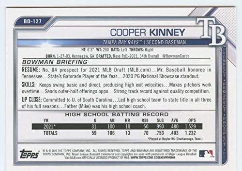 2021 Bowman Draft BD-127 Cooper Kinney RC RC Dookie Tampa Bay Rays MLB Baseball Trading Card