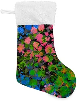 Божиќни чорапи Апстракт уметнички цветни шема графити бела плишана манжетна мерцеризирана кадифена семејна празник персонализиран