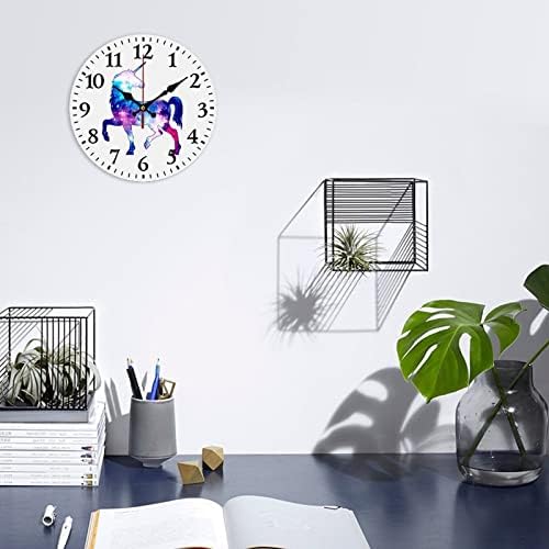 Виножито Галакси Еднорог wallиден часовник Тивок батерија што не е крлеж, лесна за читање декоративно за училницата во кујната