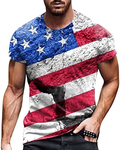 Атлетска маица на мажјак на мажите на Здфер, патриотско знаме, патриотски маички со кратки ракави, обичен екипаж фитнес основни врвови на