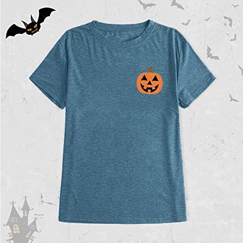 Маици од тиква есен, смешни кратки ракави за Ноќта на вештерките, графички маички врвови жени, ситни долги кошули