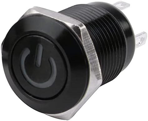 Ankang 12mm Водоотпорен оксидиран прекинувач со црни метални копчиња со LED ламба моментално вклучување на компјутерски прекинувач за напојување 3V 5V 6V 12V 24V 220V