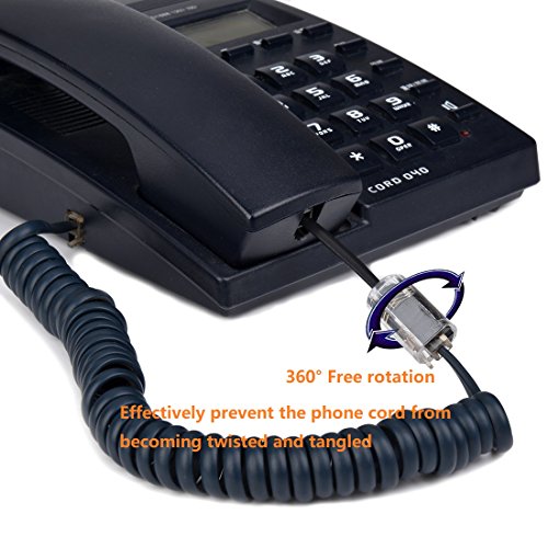 Yienfbev Телефонски кабел Detangler, 2 пакет 360 степени ротирачки фиксни кабел, телефонски кабел против тензични тела