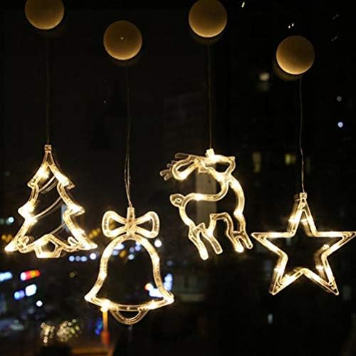 Toyandona 3 парчиња Божиќни висечки светла со вшмукување чаша ирваси Дедо Мраз Клаус елка предводена декоративна Божиќна жица светло
