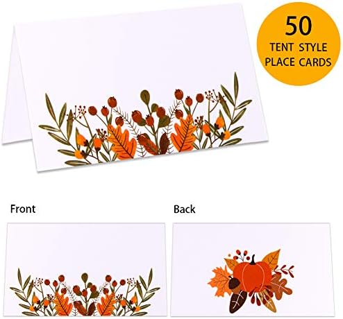 Cards Sicohome Fall harvest Cards, 50 пакувања Денот на благодарноста мали шатори, картички за седење на гости за седење за Денот на благодарноста,