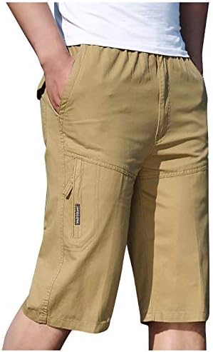 Машки шорцеви на Ymosrh летни обични фитнес боди -билдинг цврста боја џеб спортски шорцеви панталони мажи