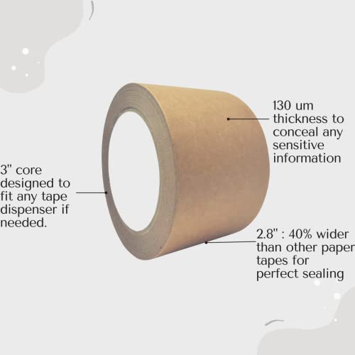 Мајка Земја Крафт лента за хартија за еколошки пакување и запечатување | Лесно за сопадување и пишување со пакување со нула отпад | 2,8 x 44