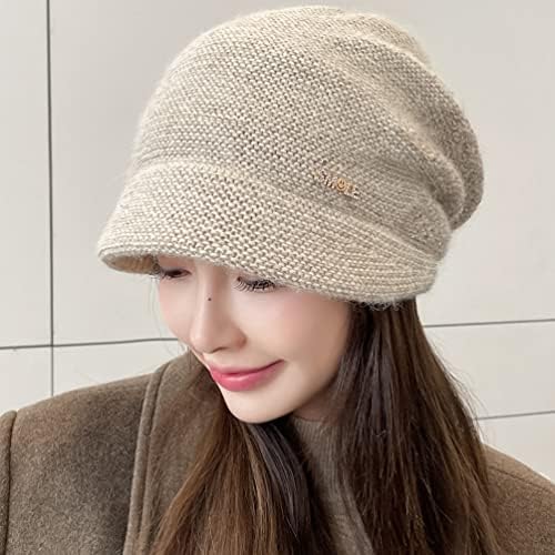 Yusstar Slouchy Plit Beanie со облик на визир Бил фенси хемо капа зимски буги капи жени