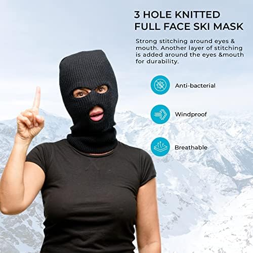 3 дупка плетена целосна маска за скијање на лицето Зимска балаклава за лице за лице за спорт на отворено