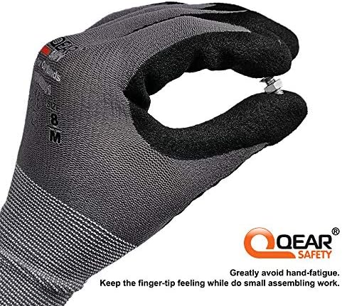 Qear 3 пара општа намена микрофома нитрилна гума обложена на ракавици за работа, плетена еластична лагер, абразија, зафат и дишење