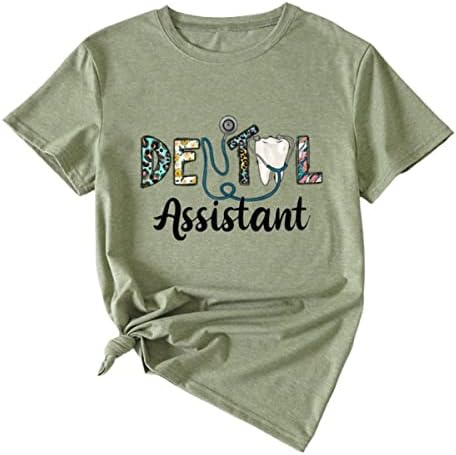 Стоматолошки асистент маица смешна симпатична стоматолошка кошула симпатична заби грапхична мета за жени кошула со краток ракав летен