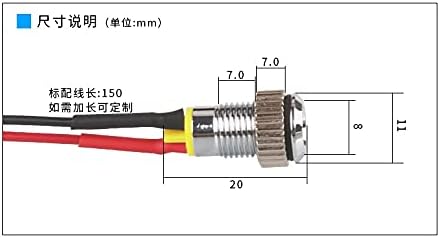 5 парчиња 8мм водоотпорен 6V, 12V, 24V LED месинг вандал отпорен на пилотска ламба -