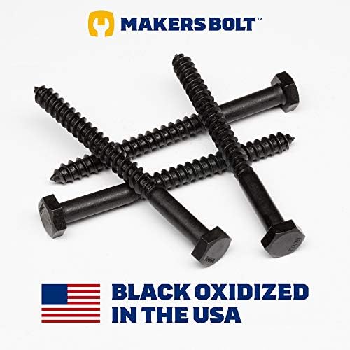 Завртки за црно лаг од не'рѓосувачки челик 1/4 x 2 Хекс-лаг завртки 18-8 не'рѓосувачки црна оксидирана во САД