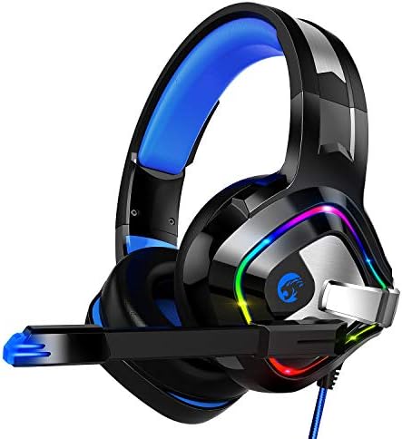 ЗУМИЕР Гејмерски Слушалки PS4 Слушалки, Xbox One Слушалки Со Микрофон за Поништување На Бучава &засилувач; RGB Светло, Слушалки
