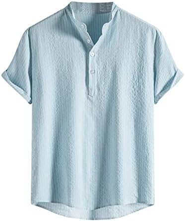 HGNAY Хавајски кошули за мажи летни кратки ракави лапел плажа тимови обични лабави копчиња за празници на блузи маица