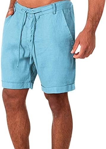 Машки карго -шорцеви од YmoSRH памучни постелнини случајни лабави шорцеви пижами џеб џогирање шорцеви панталони големи и високи шорцеви