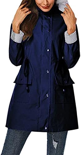 FMCHICO женска долга качулка јакна од дожд на отворено ветерница за ветерници