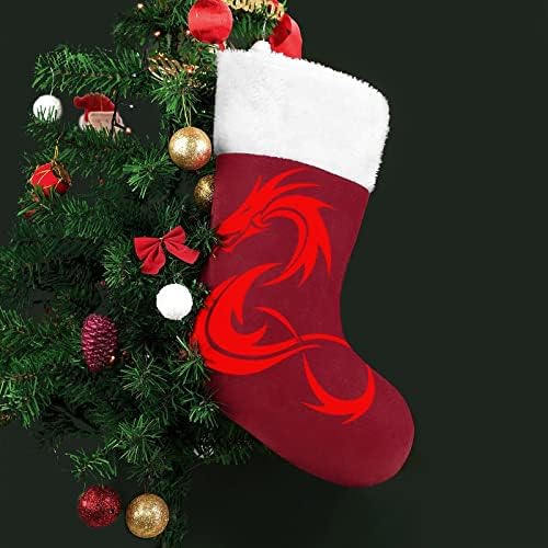 Црвен змеј Божиќно порибување чорапи печати Божиќно дрво украси за камин