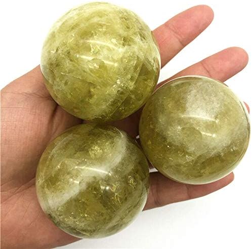 HEEQING AE216 1PC Природно цитрин жолт кварц кристален сфера топка Полирана лековити камења декор природни камења и минерали кристал
