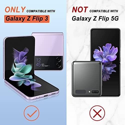 Merro Galaxy Z Flip 3 Случај, Samsung Z Flip 3 Капак, Тенок Мек Шок Апсорпција Анти-Гребење Покритие Хард Компјутер Назад И Tpu Браник Заштитни