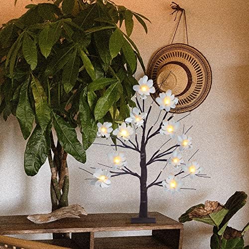 Meetyamor пролетни украси за дома, 24in 24LT LED светла Декорација на бела бреза дрво, 2ft timer напојувачки тајмер вештачки дрвја