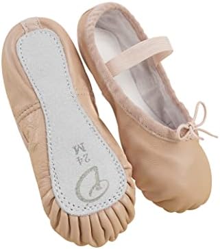 Daydance Оригинални кожни балетски чевли целосни папучи за танцување за деца, дете, девојчиња, момчиња