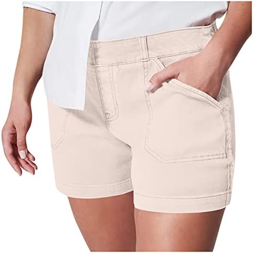 ZLOVHE женски шорцеви, женски меки стрии за кратки странични џебови меко чувство без копче и без патент ласкаво вклопување