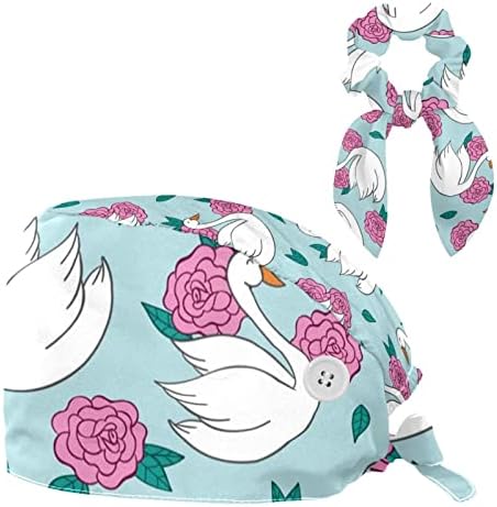 Прилагодливо работно капаче со џемпери погодно и лакова коса лушпа среќен лебед со розов цветна шема сина