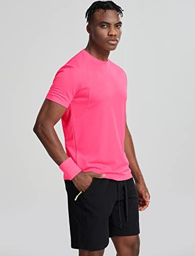 Атлетик кошули на Зенгјо Менс Брзо сув кратки ракави за вежбање во салата за вежбање Влага маици со вградени екипа на вратот Активни маички