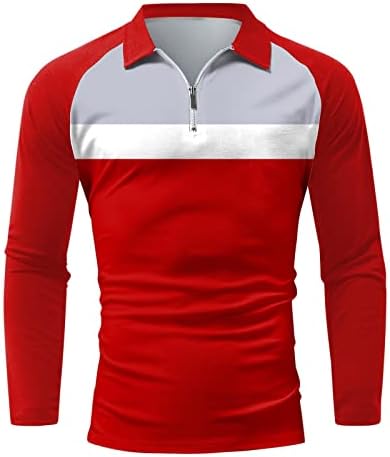 Xxbr Машки долги ракави патент Поло кошули улична мода во боја на бои, лепенка, обична маица есен спортски голф врвови