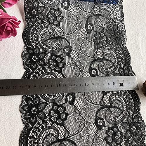 S3lcraft Tissu Brodé en Coton noir de голем рубан елегант en dentelle de coton noir garnution col couture gland21cm - 5m