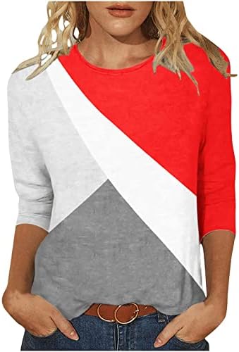 Летна 3/4 ракави маица за жени за жени графички печати кошули Обични екипаж Туника врвови 2023 Модни блузи