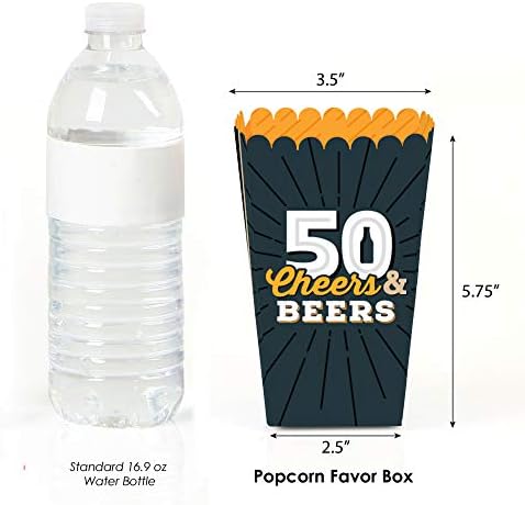 Голема точка на среќа на здравје и пива до 50 години - 50 -та роденденска забава Повојат кутии за третман на пуканки - сет од 12