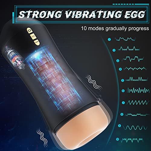 Автоматско цицање машки мастурбатори -Надворешен електричен мастурбатор чаша со моќни 5 вшмукувања и 10 вибрации, 3Д реална текстурална