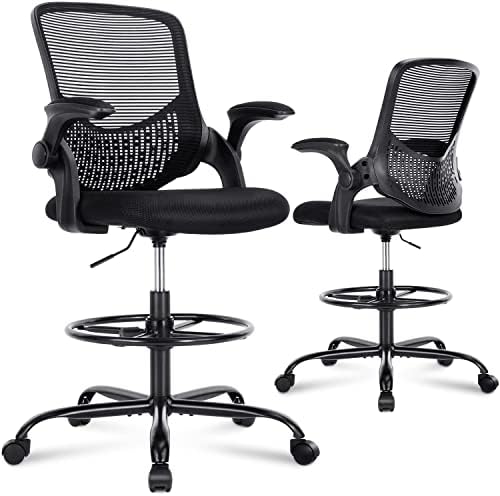 Висок канцелариски стол, стол за изготвување, стол за стоење на бирото, високо прилагодлив канцелариски мрежен стол, ергономски