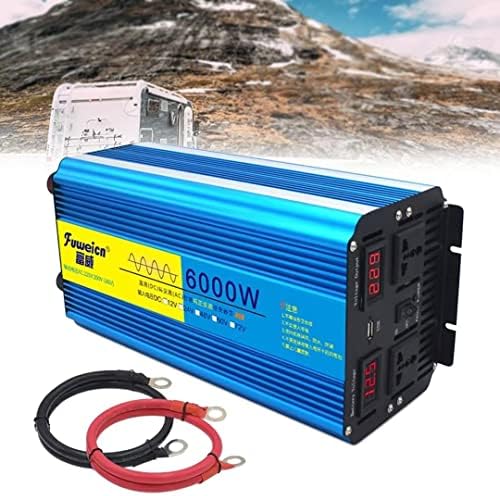 Zweby 3000W чист синусен бран инвертер 6000W Peak DC 12V/24V до AC 230V/240V конвертор со безжичен далечински управувач и двојни AC -продавници